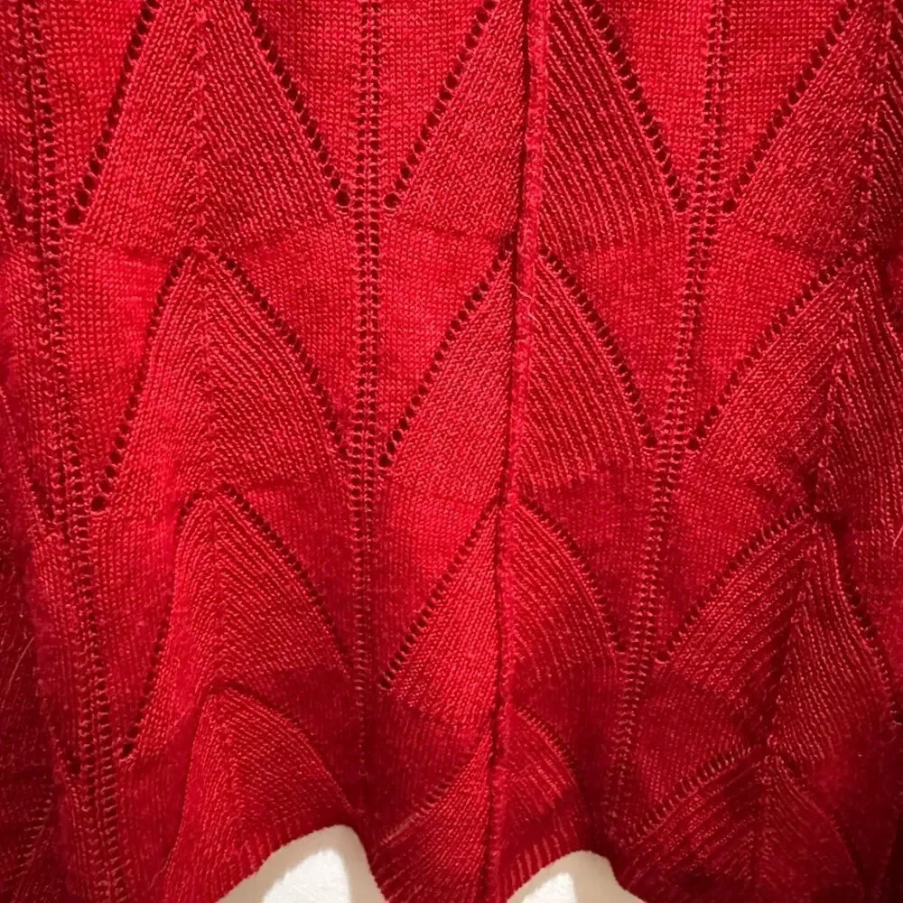 HANNAH Asymmetrical Tunic Sweater with Crochet Detail Medium